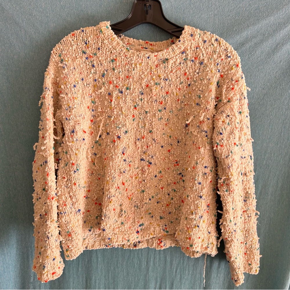 Cropped Speckled Knit Sweater